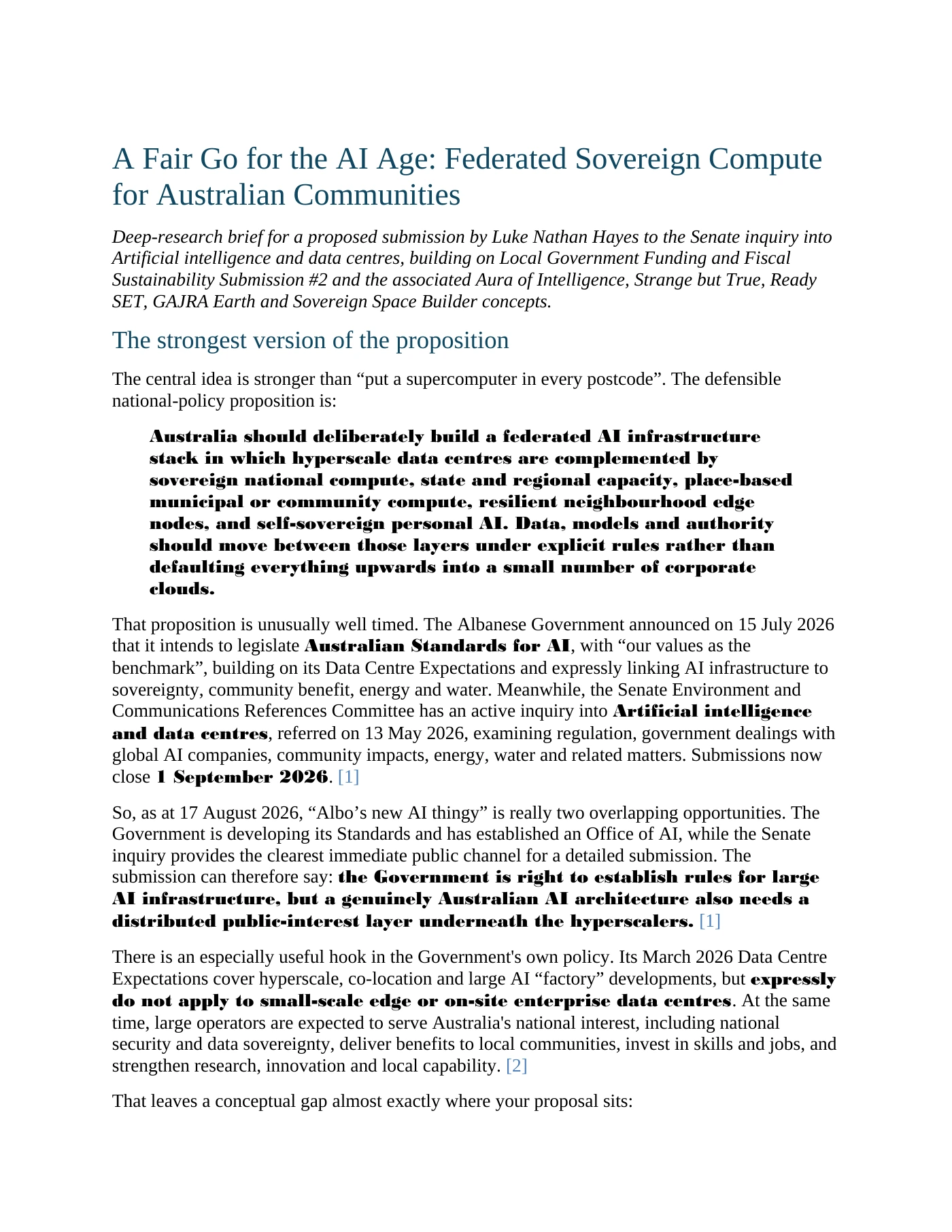 Page 1 of A Fair Go for the AI Age Federated Sovereign Compute for Australian Communities
