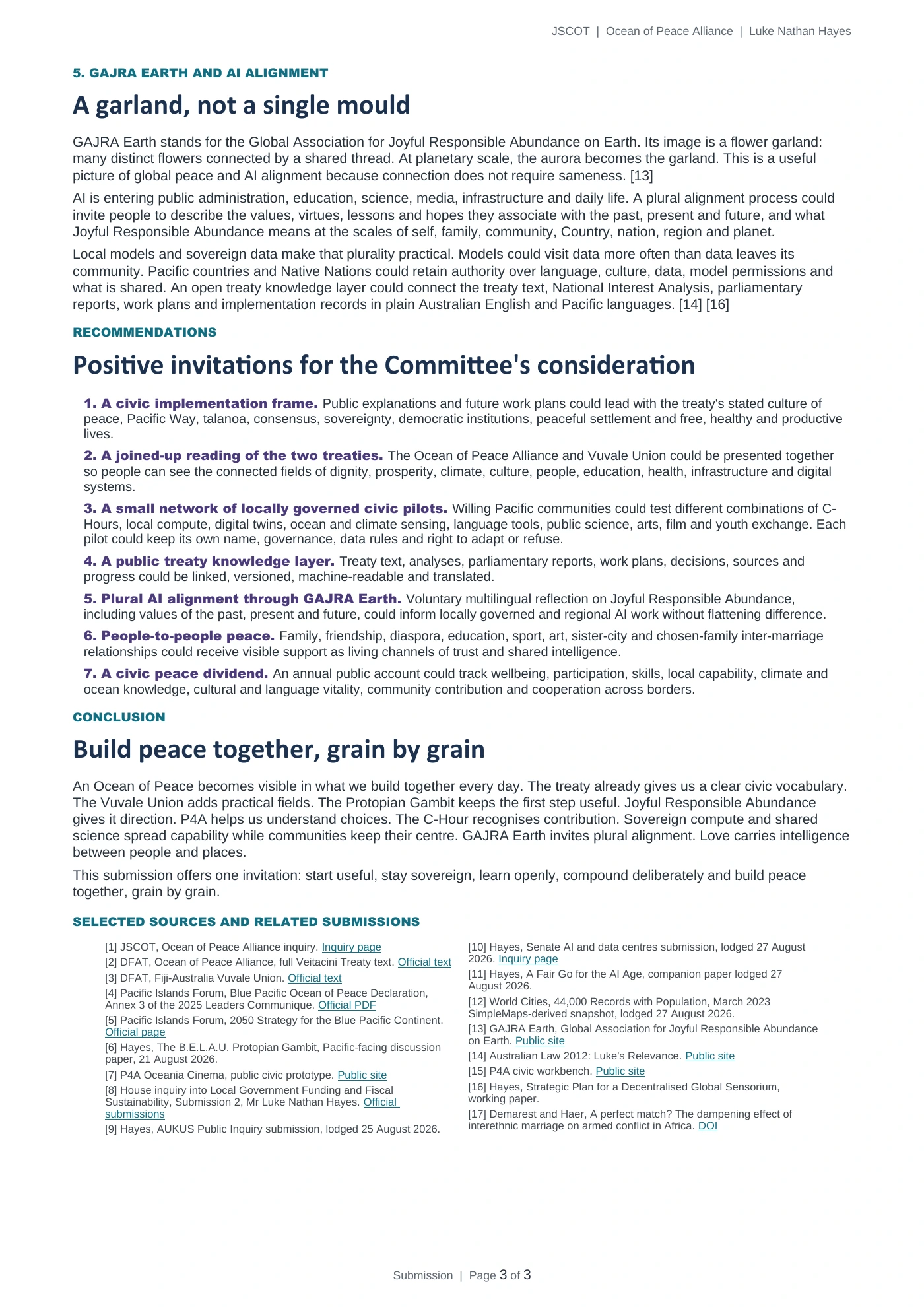 Page 3 of Ocean of Peace Alliance Veitacini Treaty Submission Luke Nathan Hayes 2026