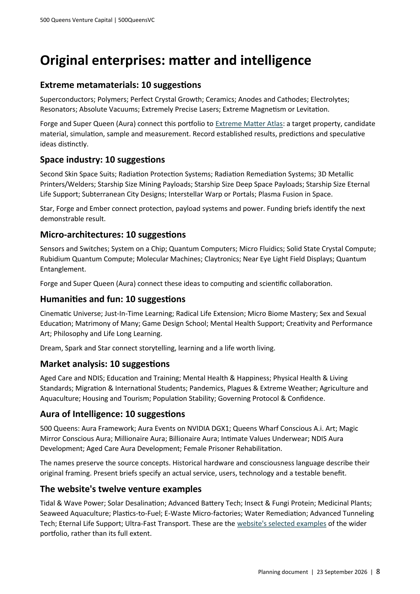 Page 8 of Queens Venture Capital Planning Document