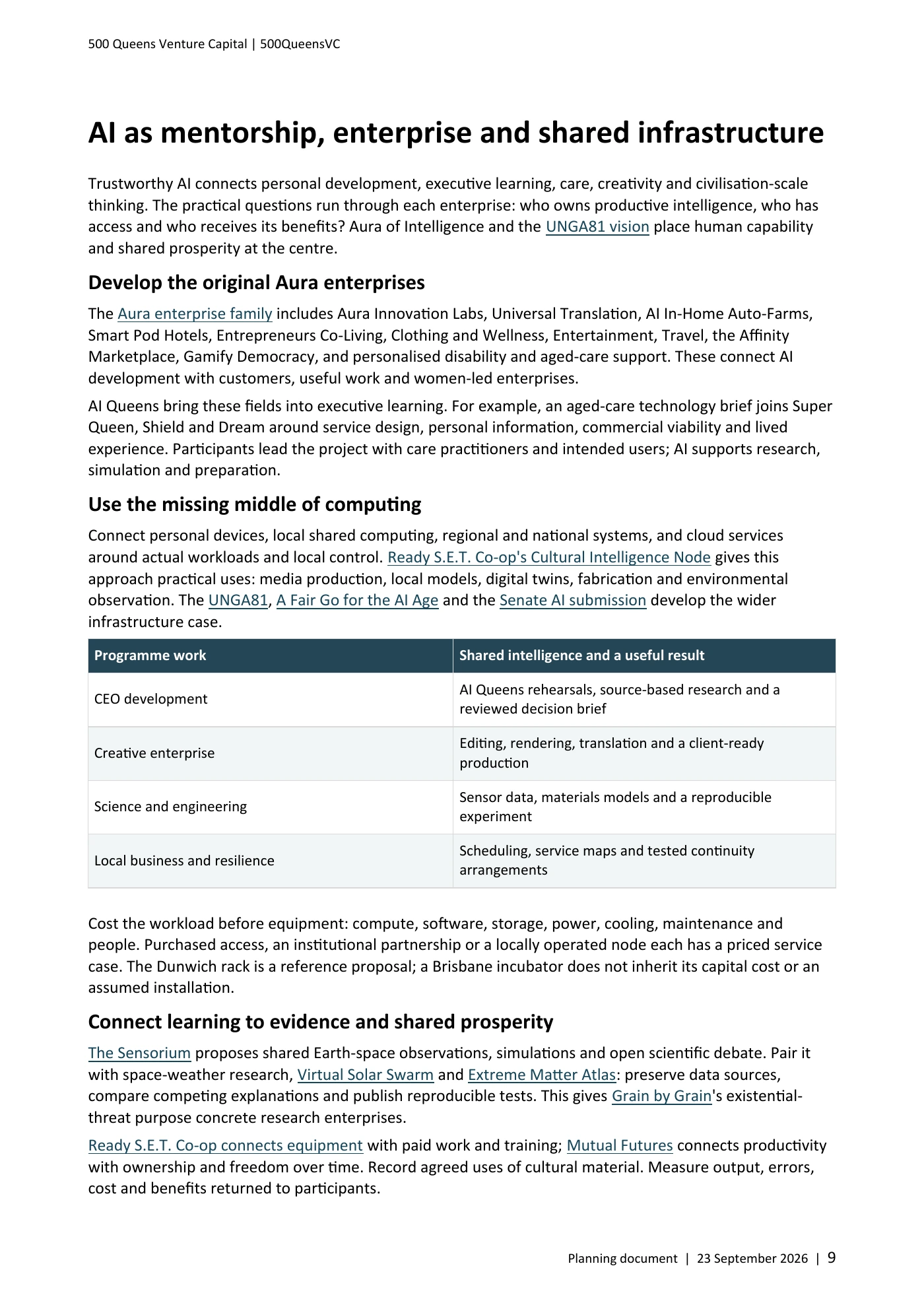 Page 9 of Queens Venture Capital Planning Document