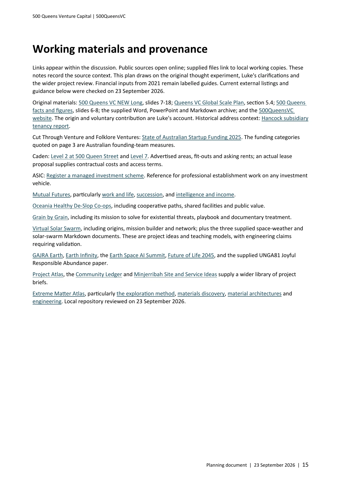 Page 15 of Queens Venture Capital Planning Document