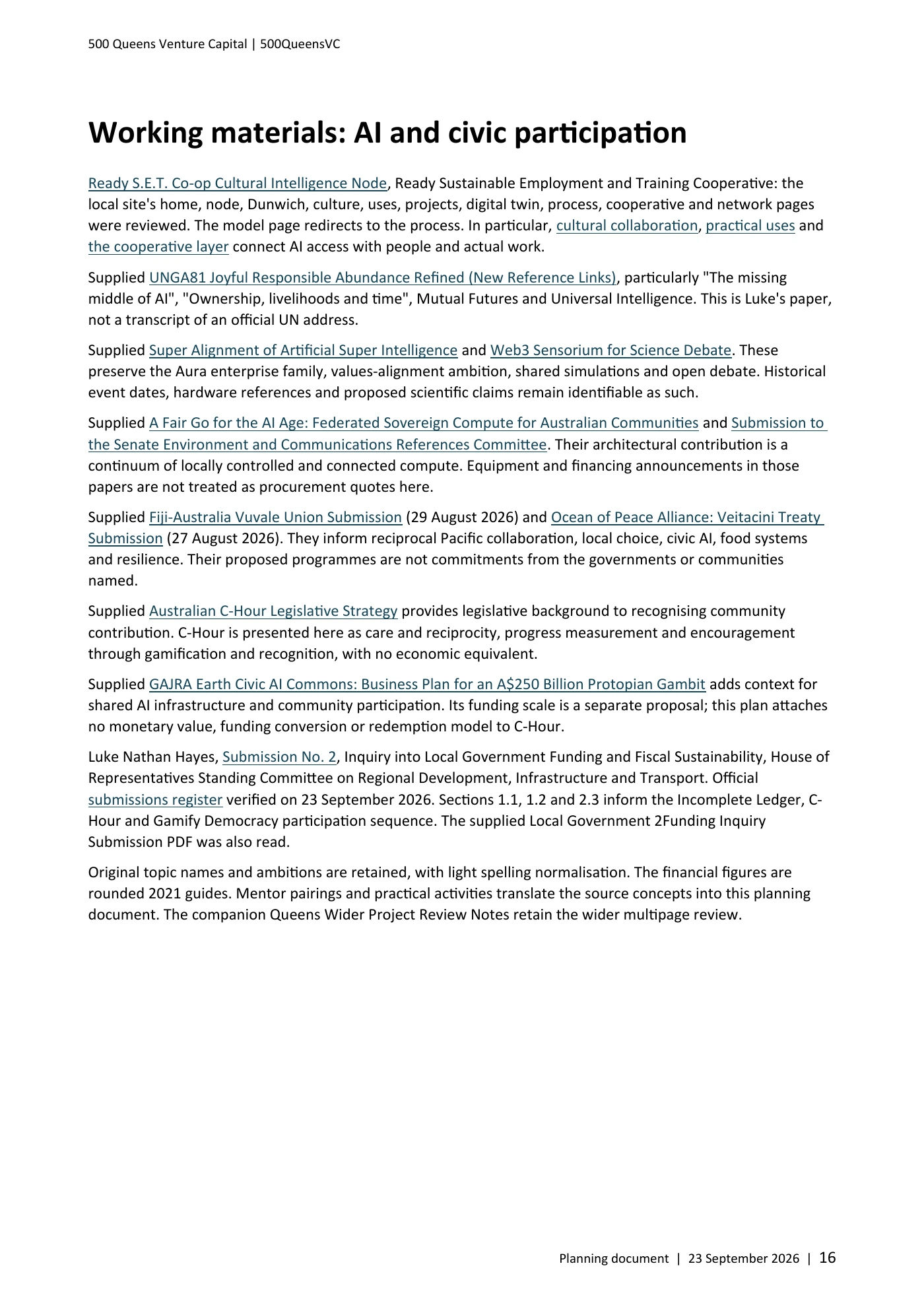 Page 16 of Queens Venture Capital Planning Document