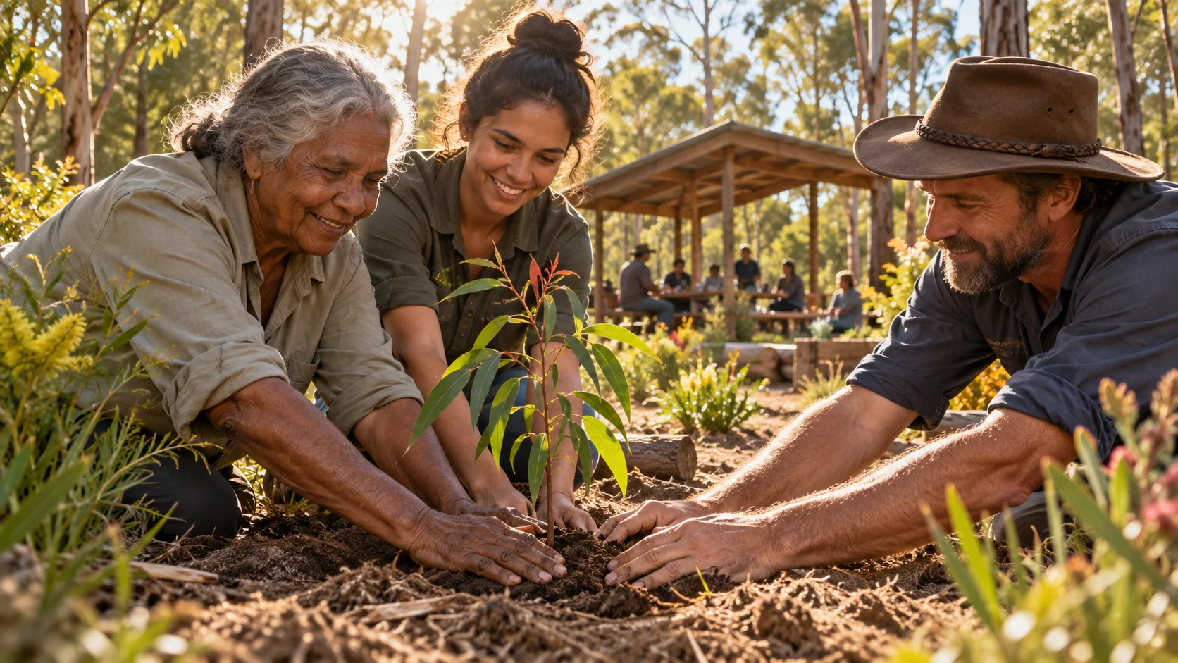 Generations planting a native tree as a gift to the future.