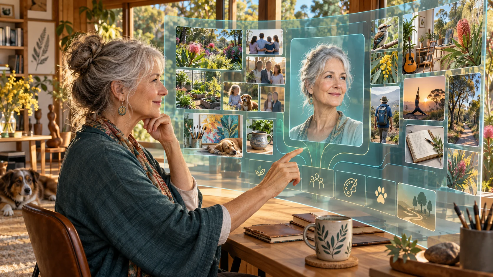 A person exploring an understandable digital representation of her life.