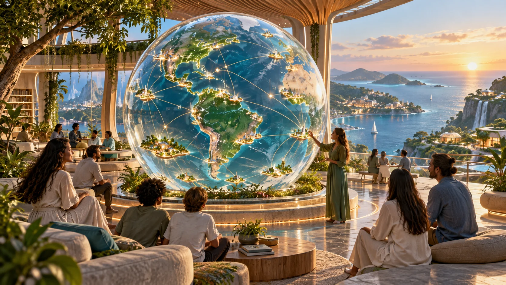A luminous globe connecting communities, knowledge and human purpose.