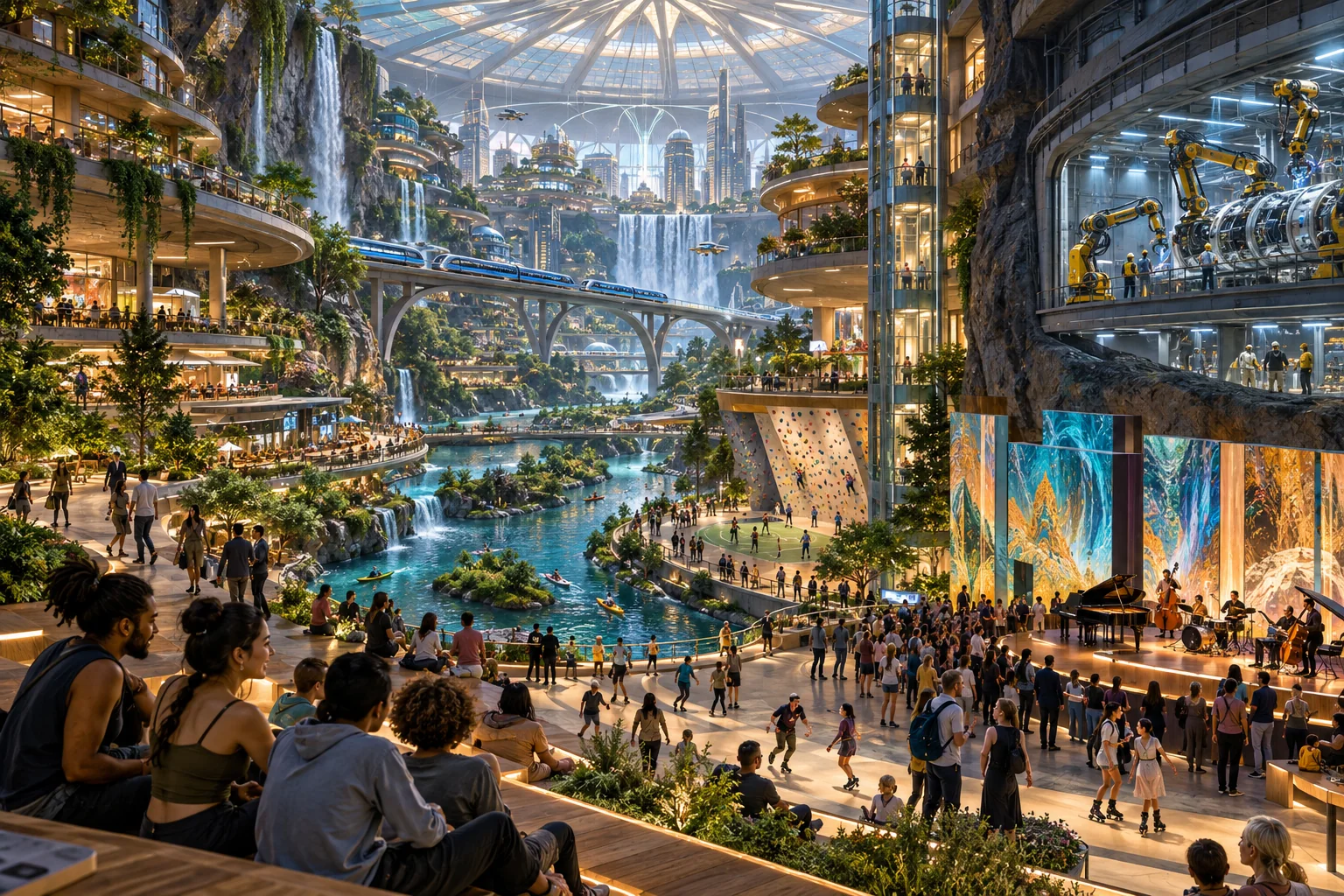 A speculative subterranean generation city makes room for ecology, transport, robotic maintenance, music, sport and everyday life.