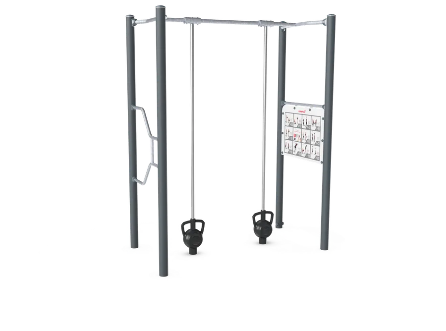 KOMPAN magnetic bells outdoor fitness equipment.