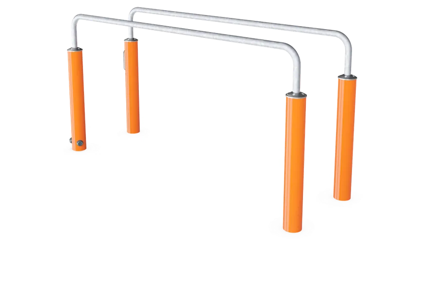 KOMPAN parallel bars outdoor fitness equipment.