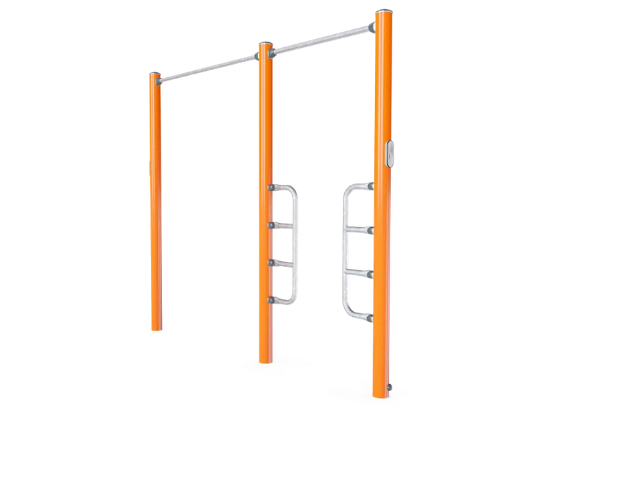 KOMPAN pull-up station outdoor fitness equipment.