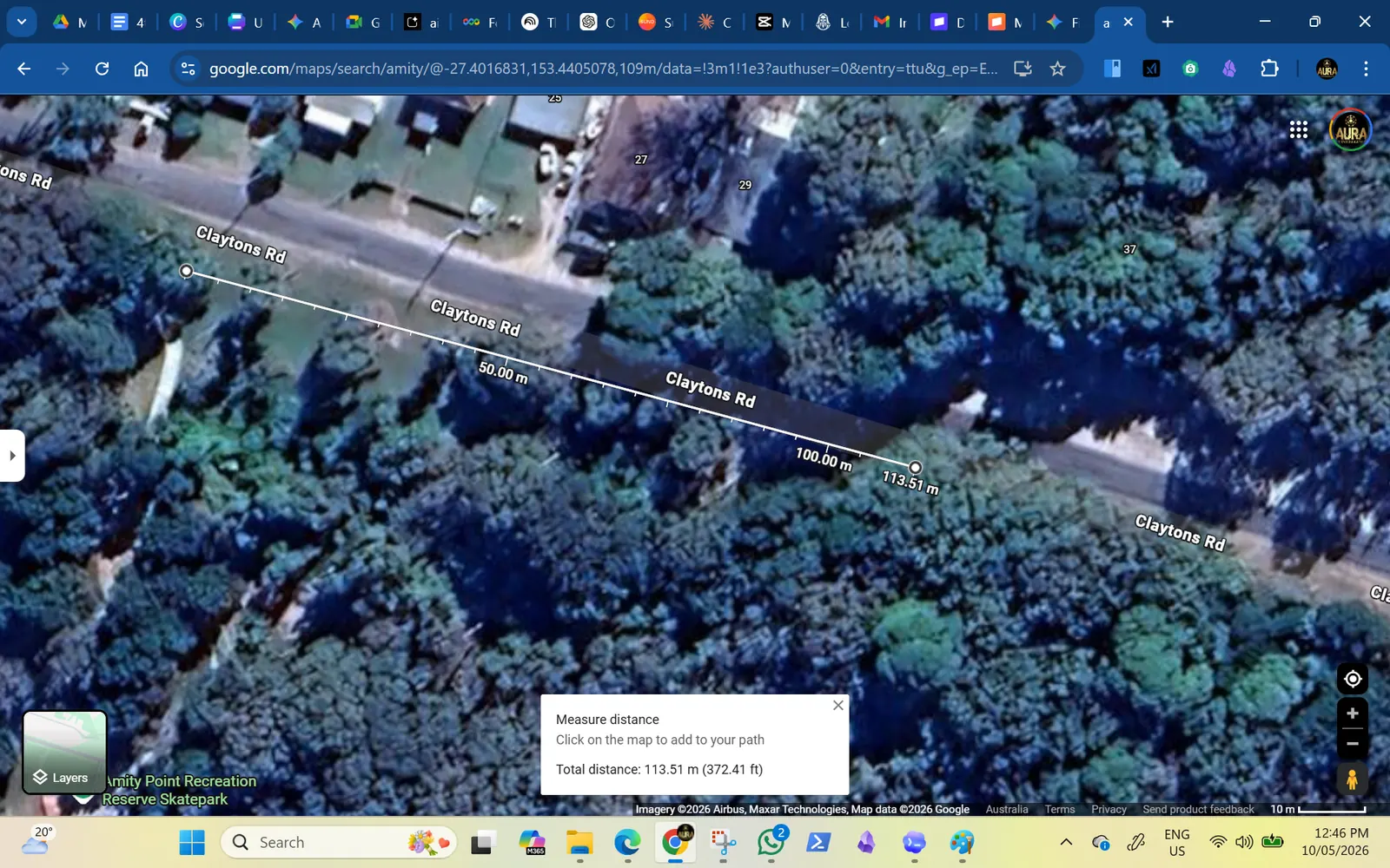 Map reference checking walking distance and crossing location.