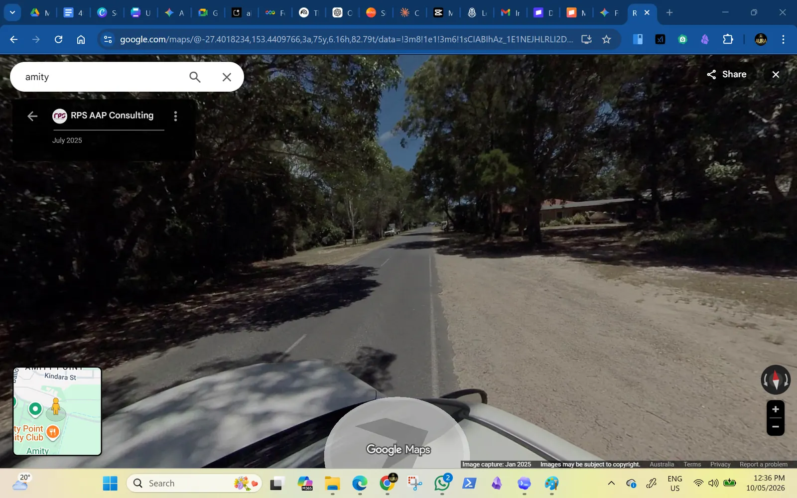 Potholes and unsealed parking road edge.