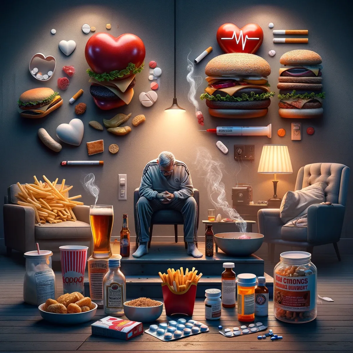 An illustration of everyday lifestyle choices that can affect memory and heart health.