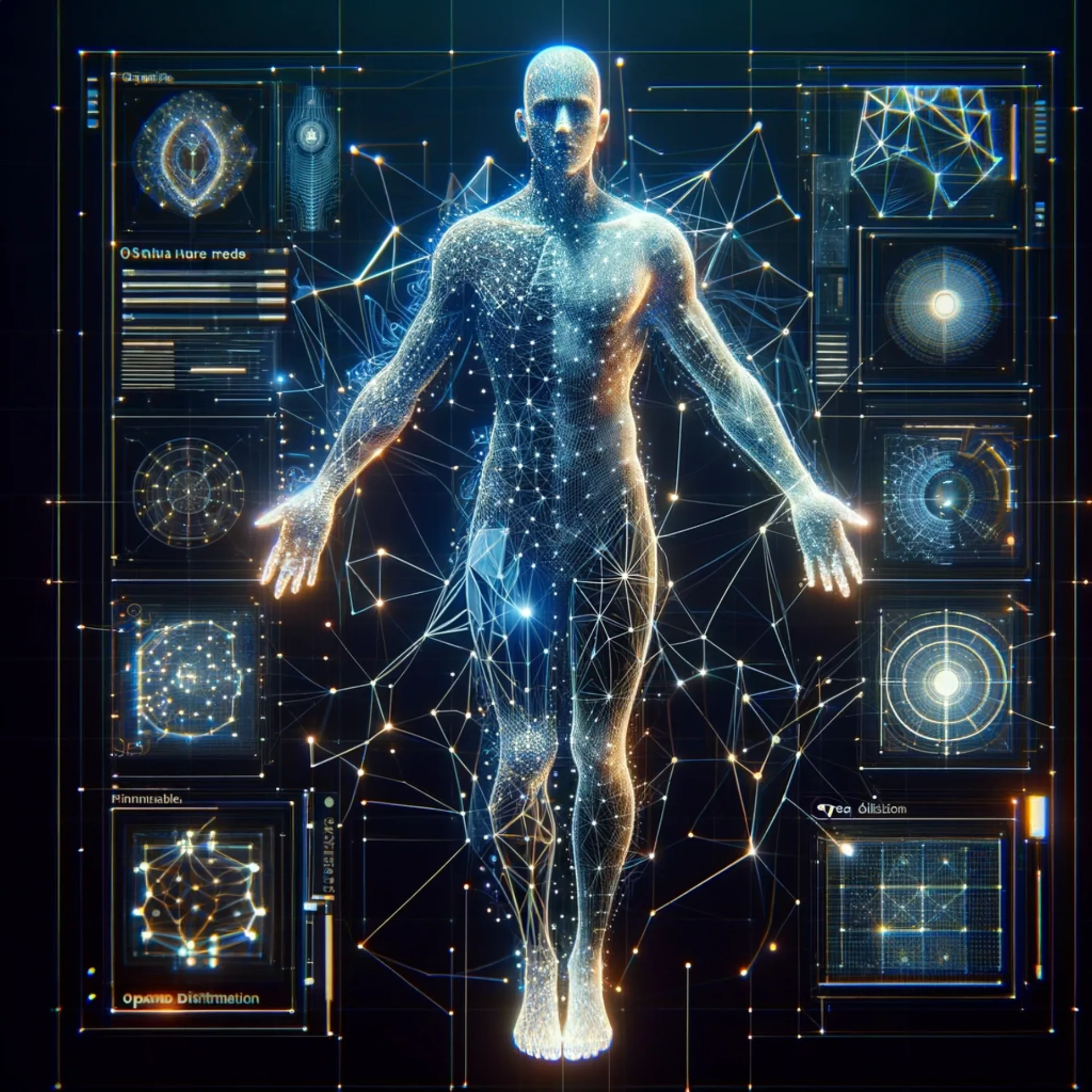 A digital interface showcasing the process of creating a digital twin body.