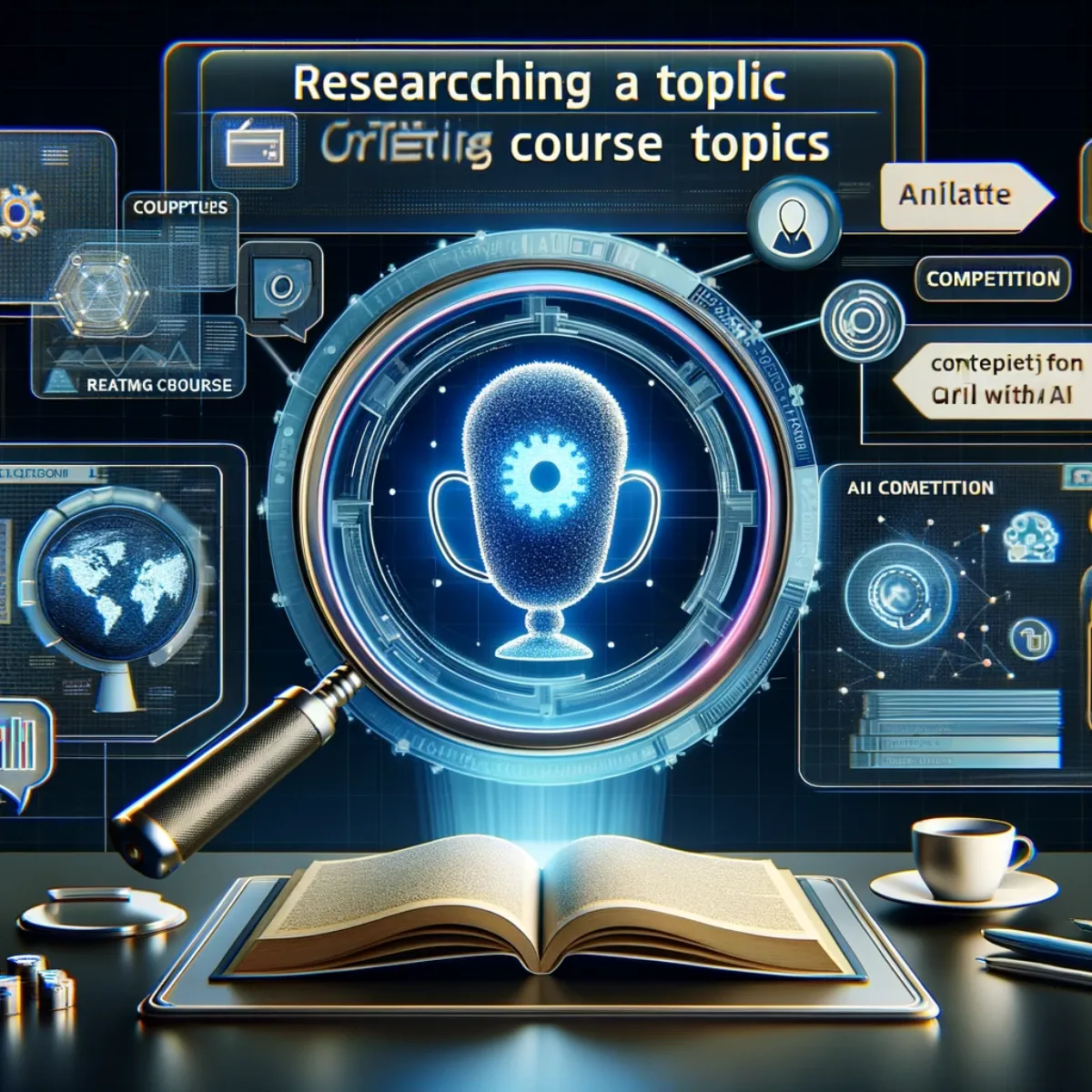 A research dashboard showing competitive analysis and market gaps for a course topic.