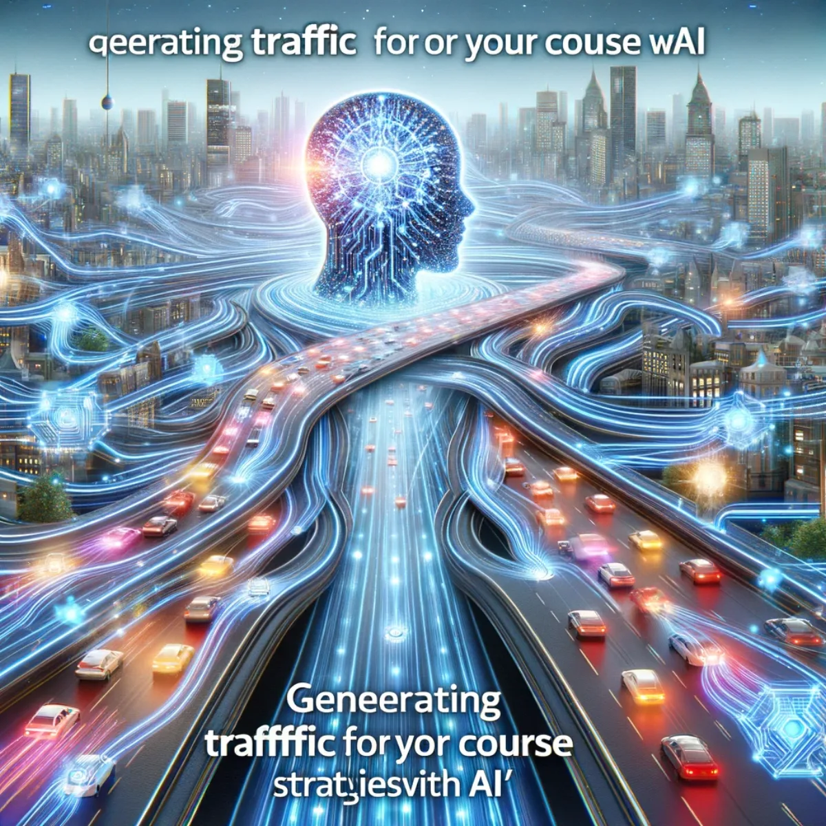 A digital highway visualisation channelling targeted traffic toward a course.