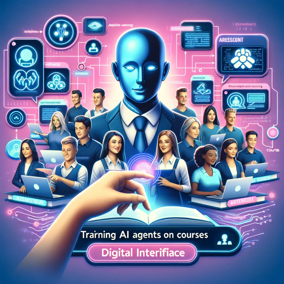 A visualisation of an AI agent trained on course material for personalised learning.