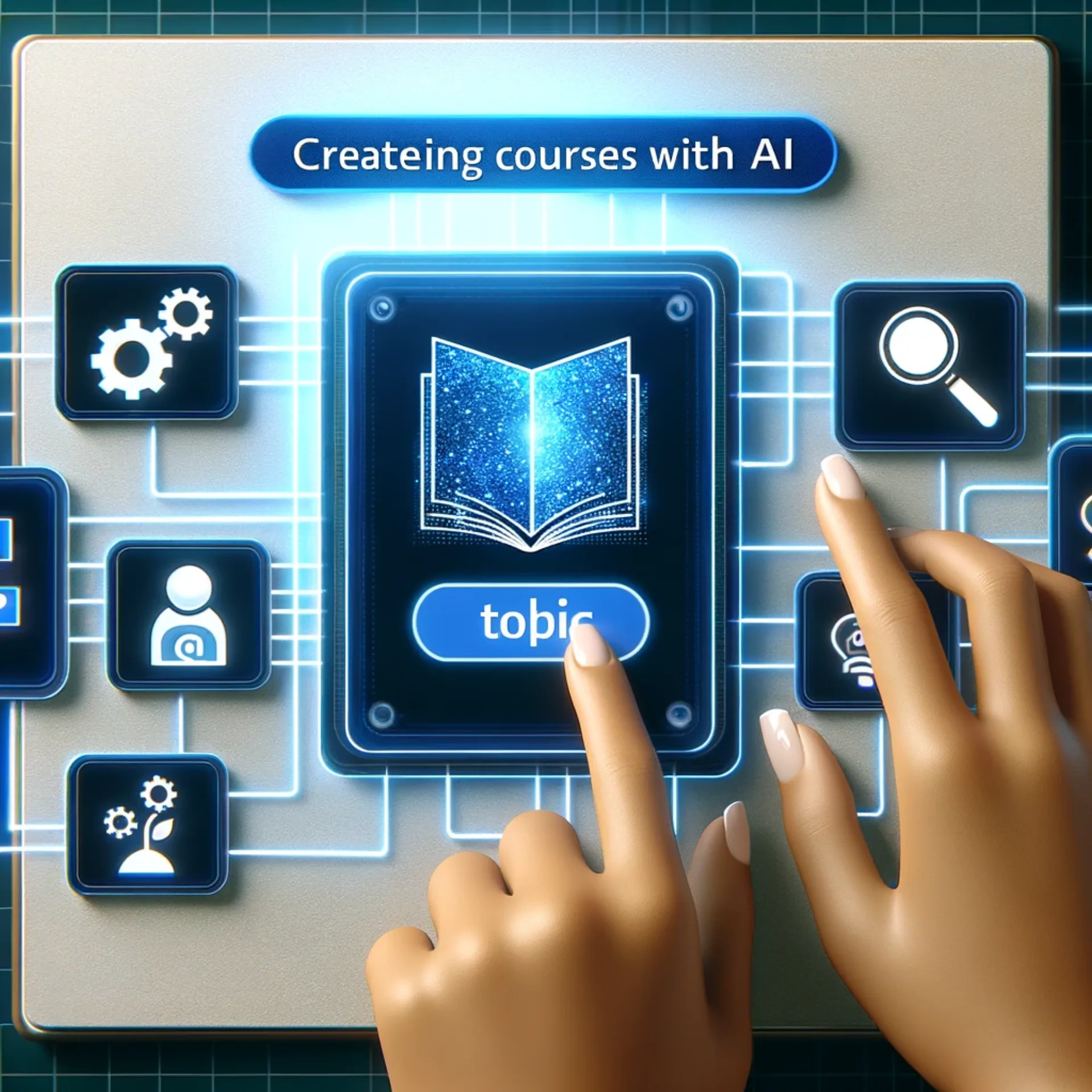 A digital interface laying out possible course topics with AI guidance.