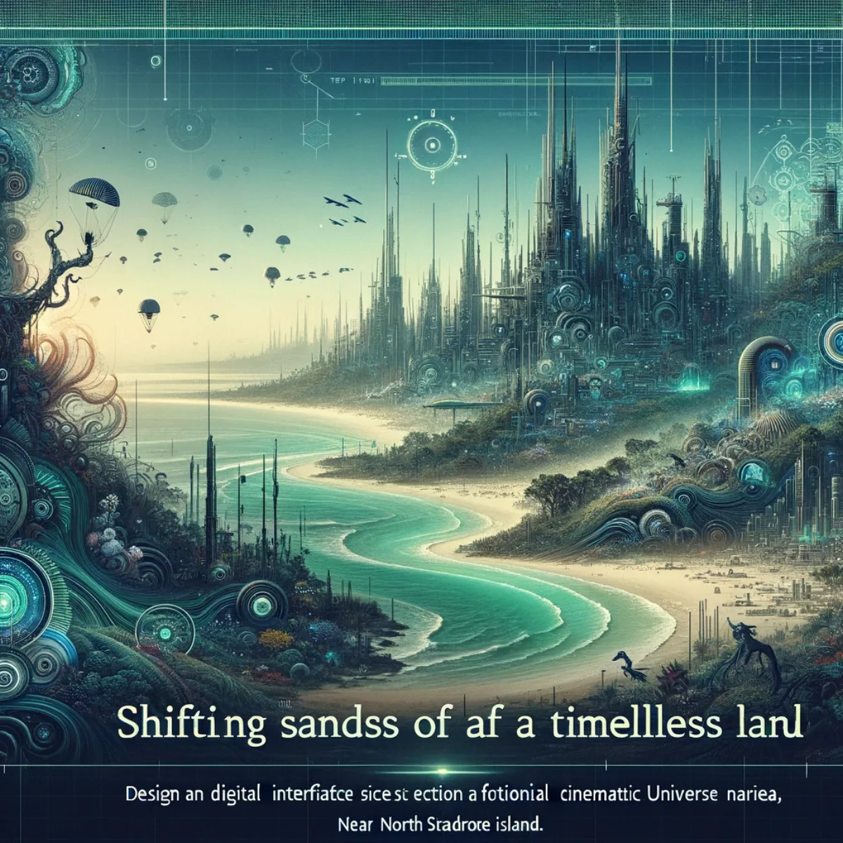 An intricate digital interface for the Shifting Sands of a Timeless Land narrative.