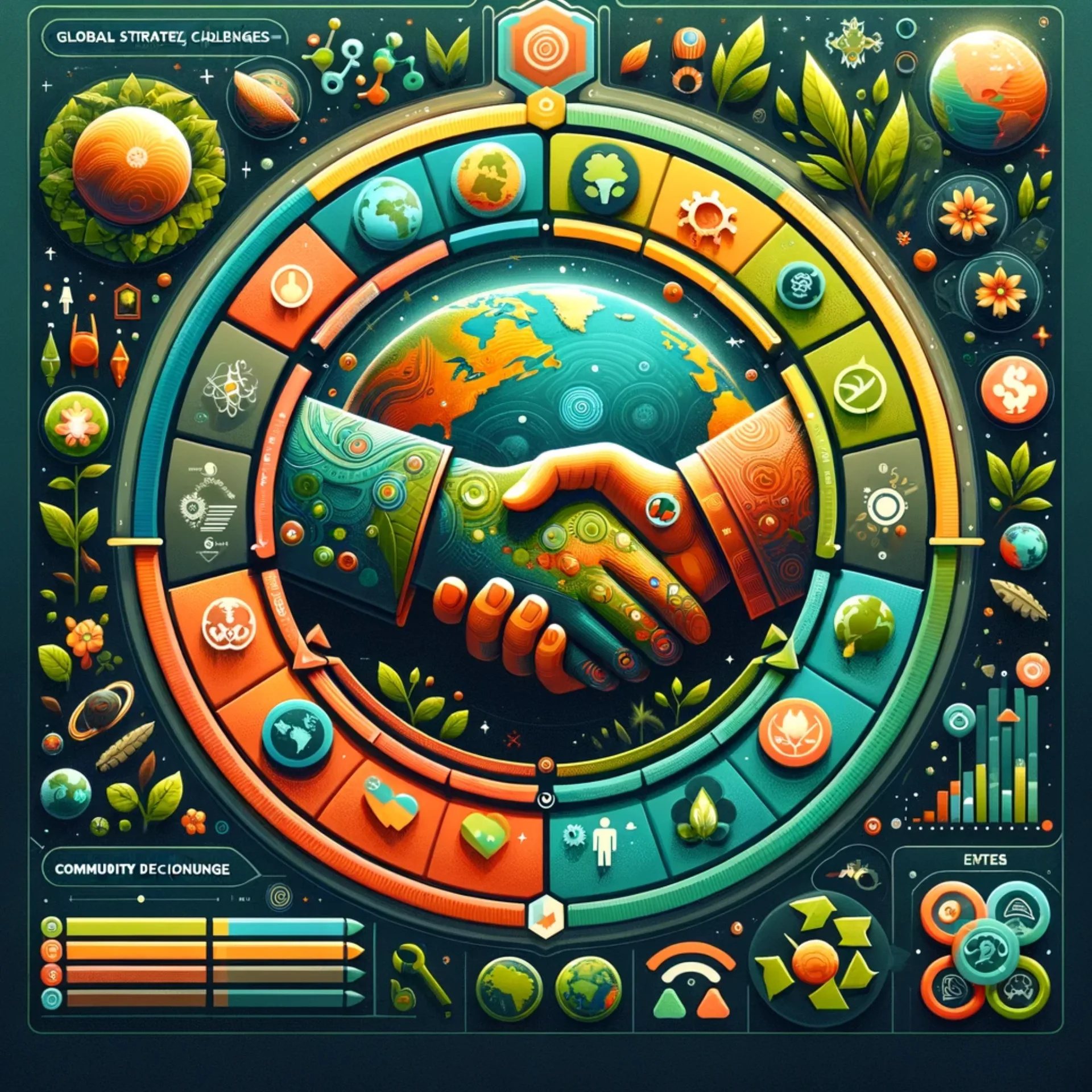 A digital interface for G.A.J.R.A. Earth with global maps and ecosystem challenges.