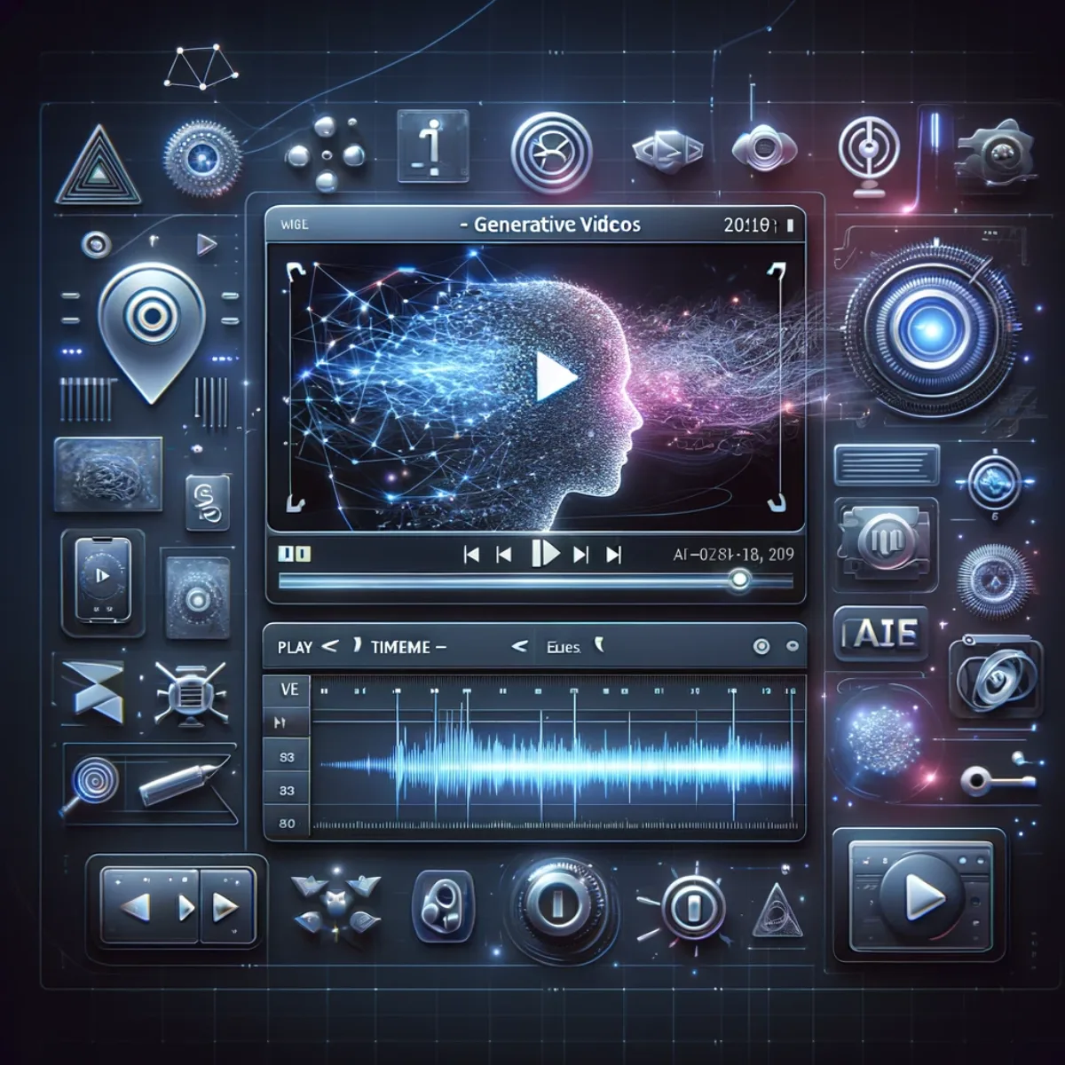A digital interface for Generative Videos with a timeline.