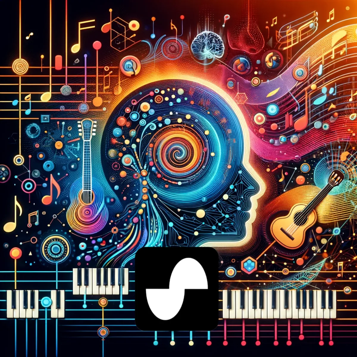 A captivating modern image representing Suno.ai, an AI music-generation tool.