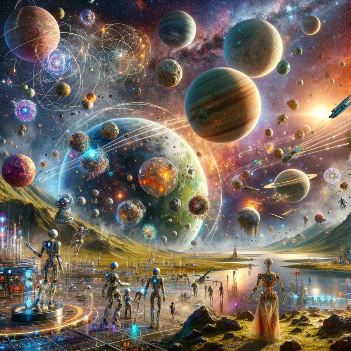 An image embodying the fusion of Aura of Intelligence and Space Development Nexus, bringing civil science-fiction dreams to life.