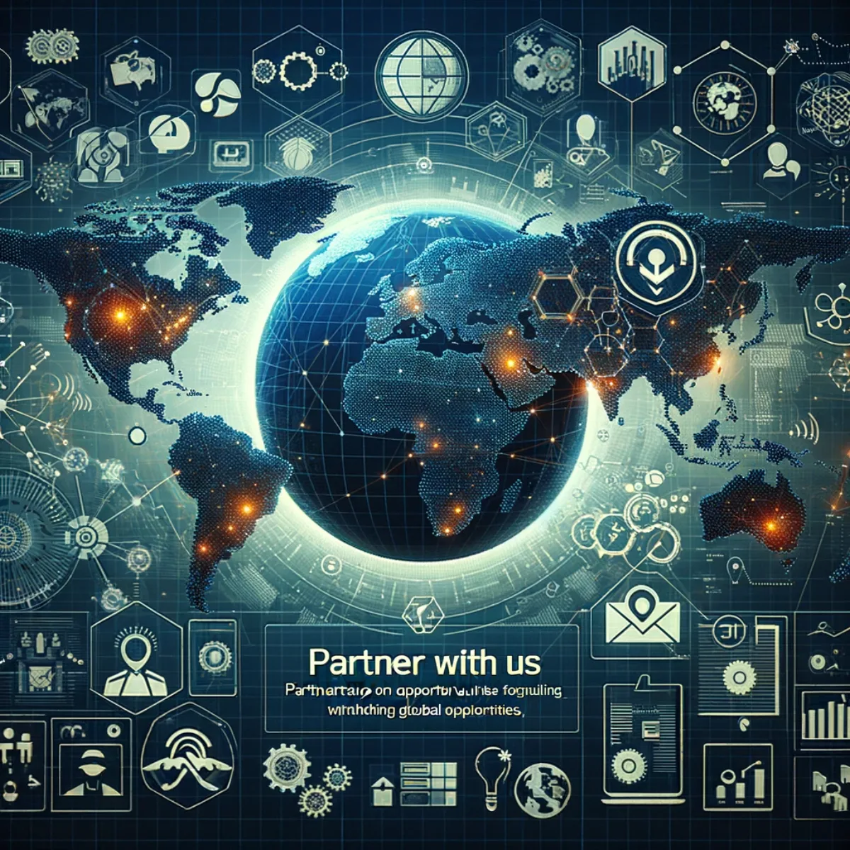 A collaborative interface with a network map showing global partnerships.