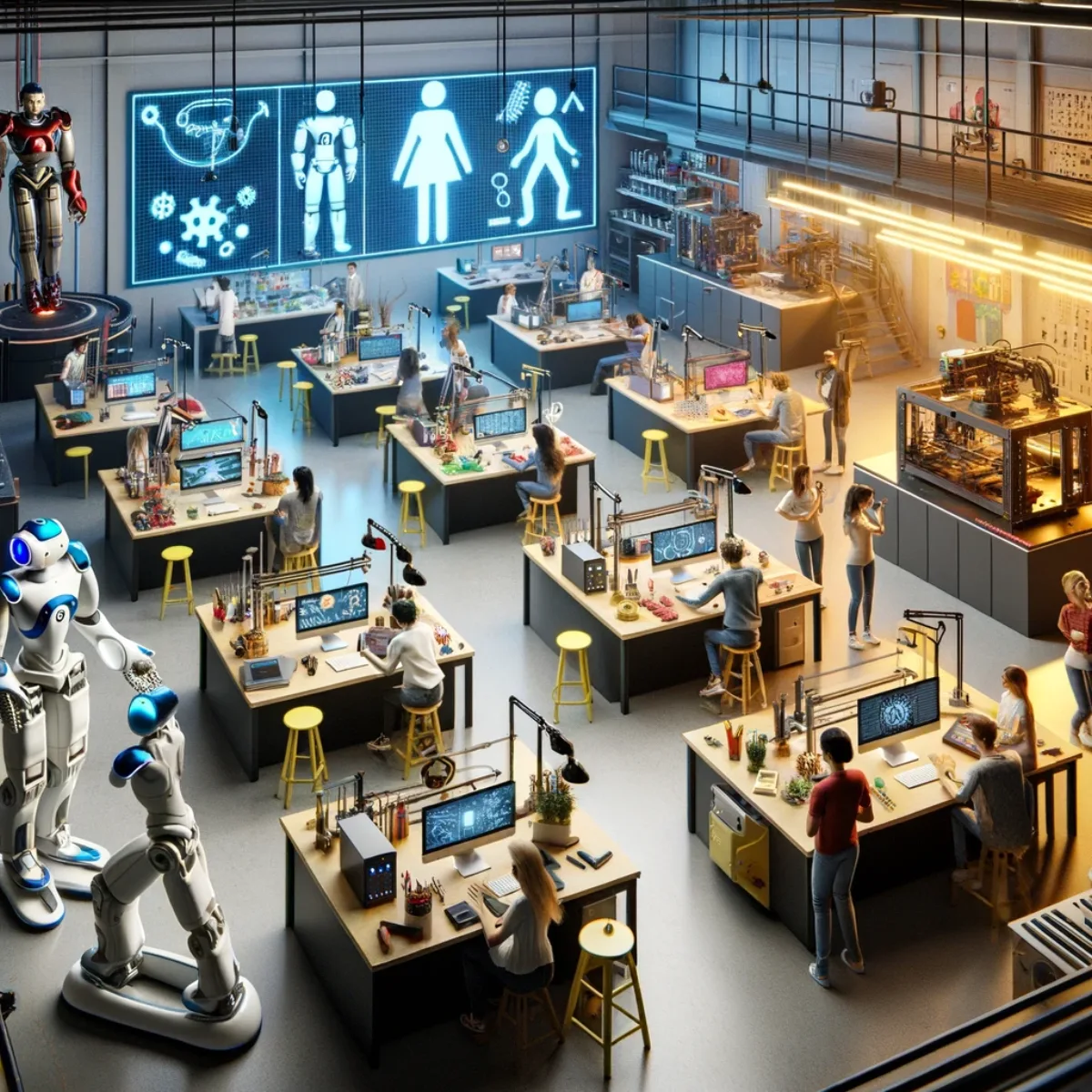A college-level tinkering lab equipped with state-of-the-art technology for students to explore many disciplines.