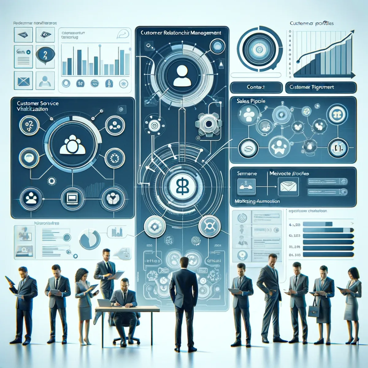 A digital interface for customer relationship management software with a sophisticated platform design.