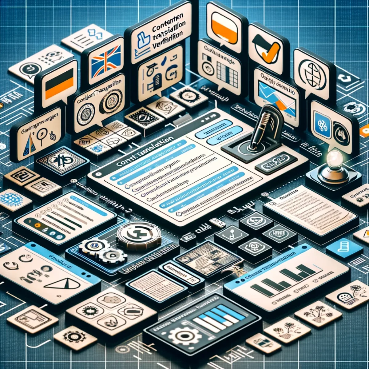 A digital workspace combining language translation and verification tools.