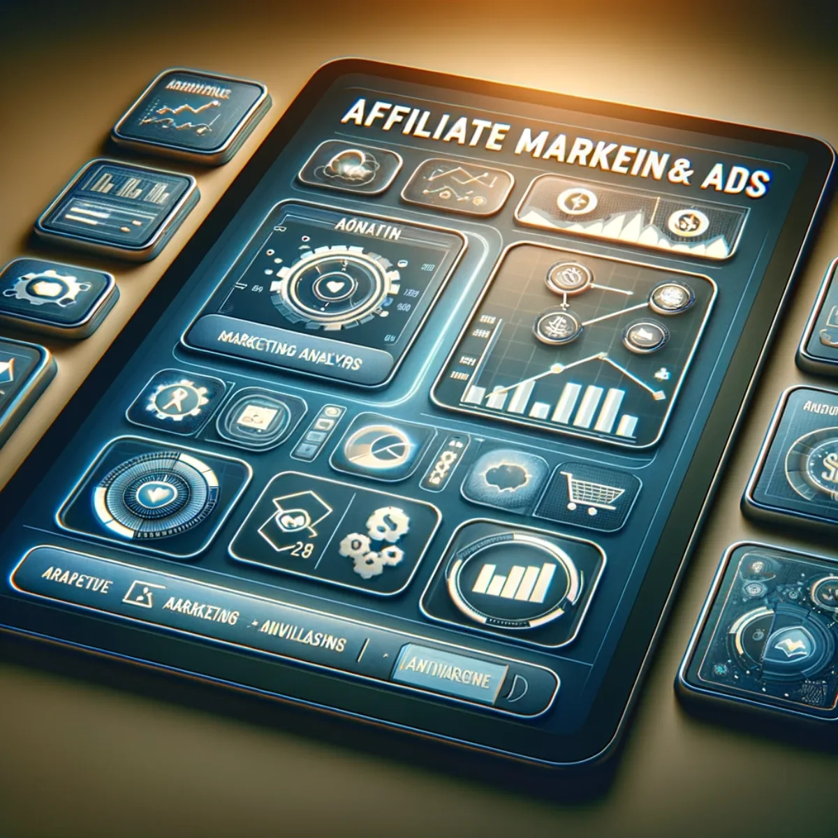 A clean, modern digital interface for affiliate marketing and ads with interactive elements.