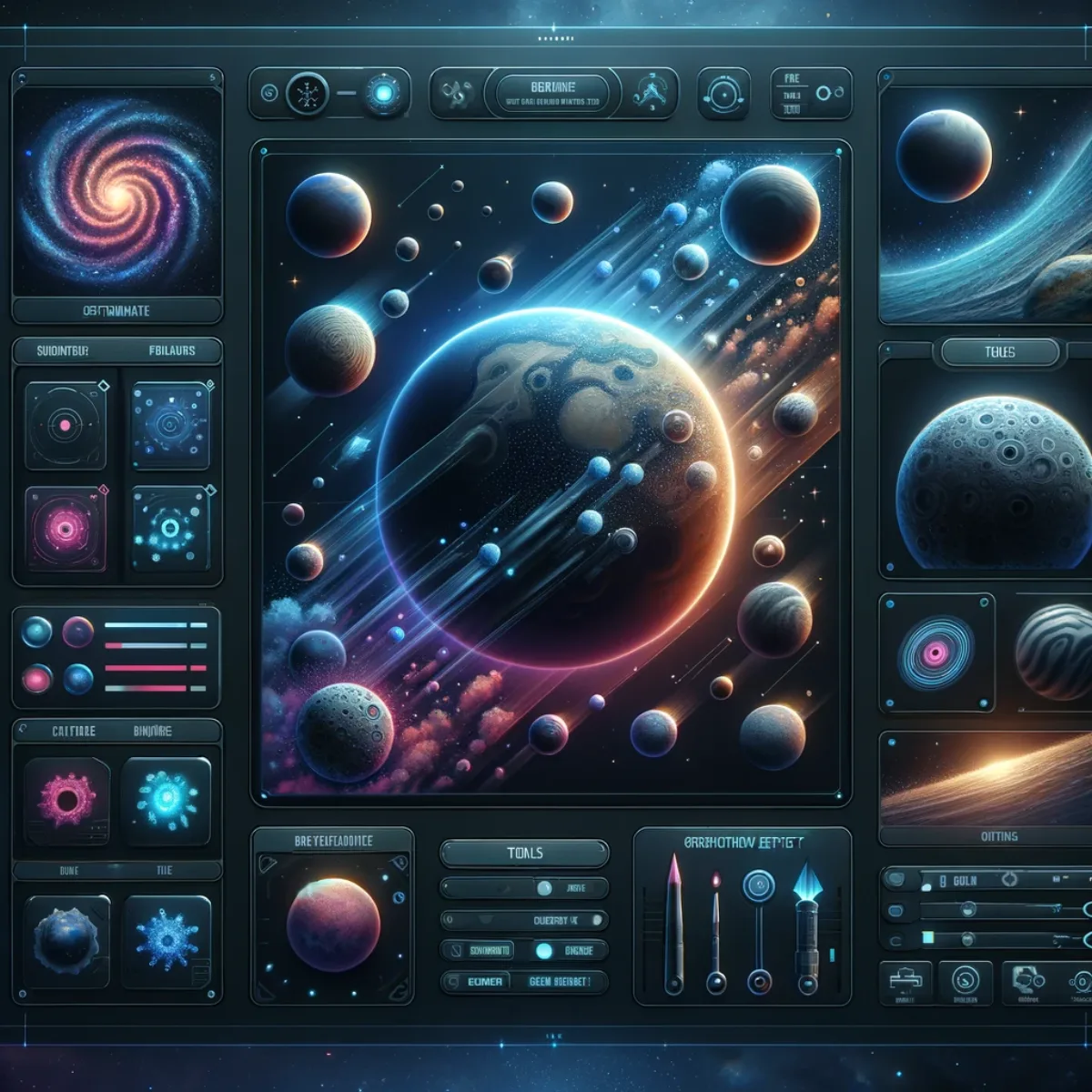 A digital interface for creating and customising planetary and moon models.