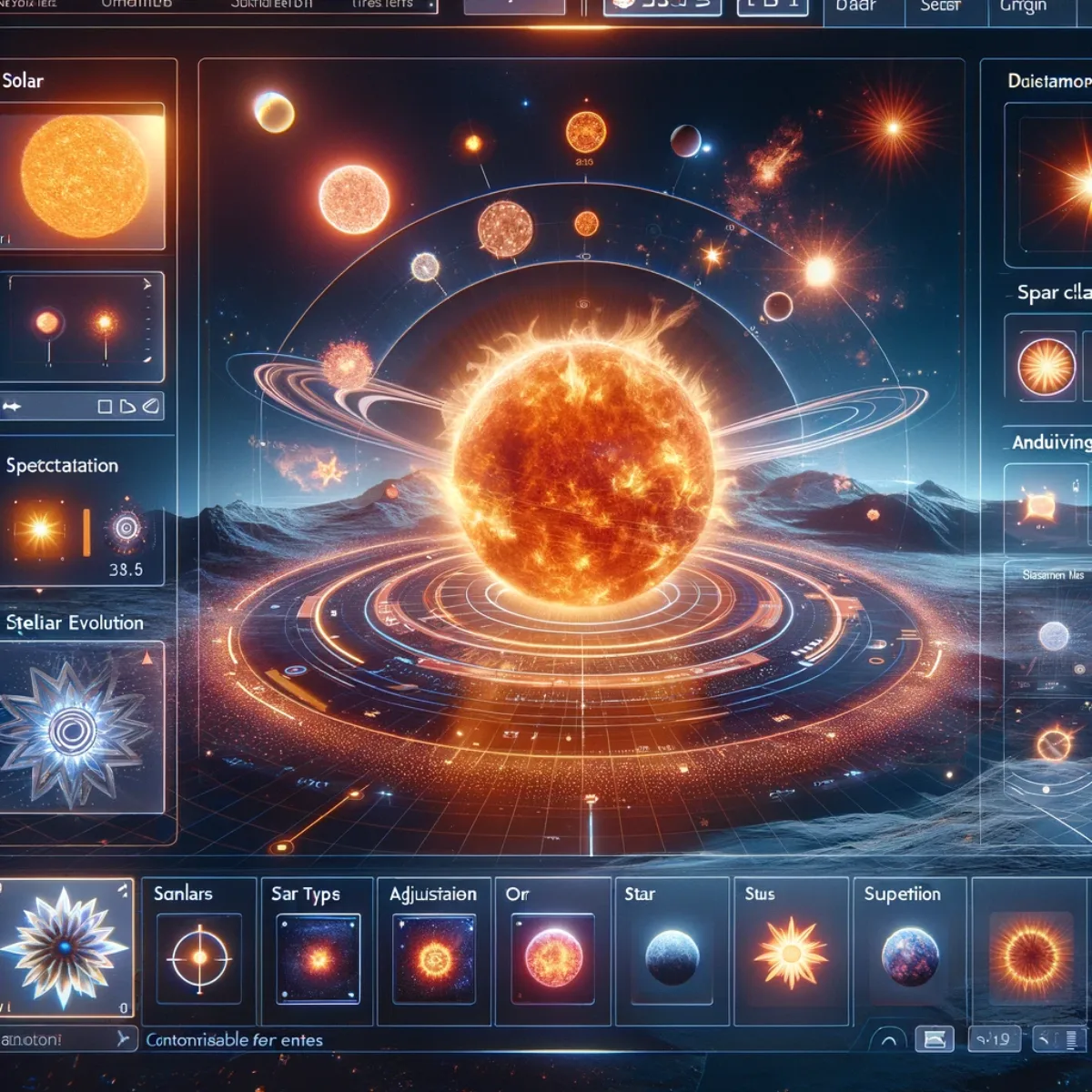 A digital interface focused on solar and stellar model creation.