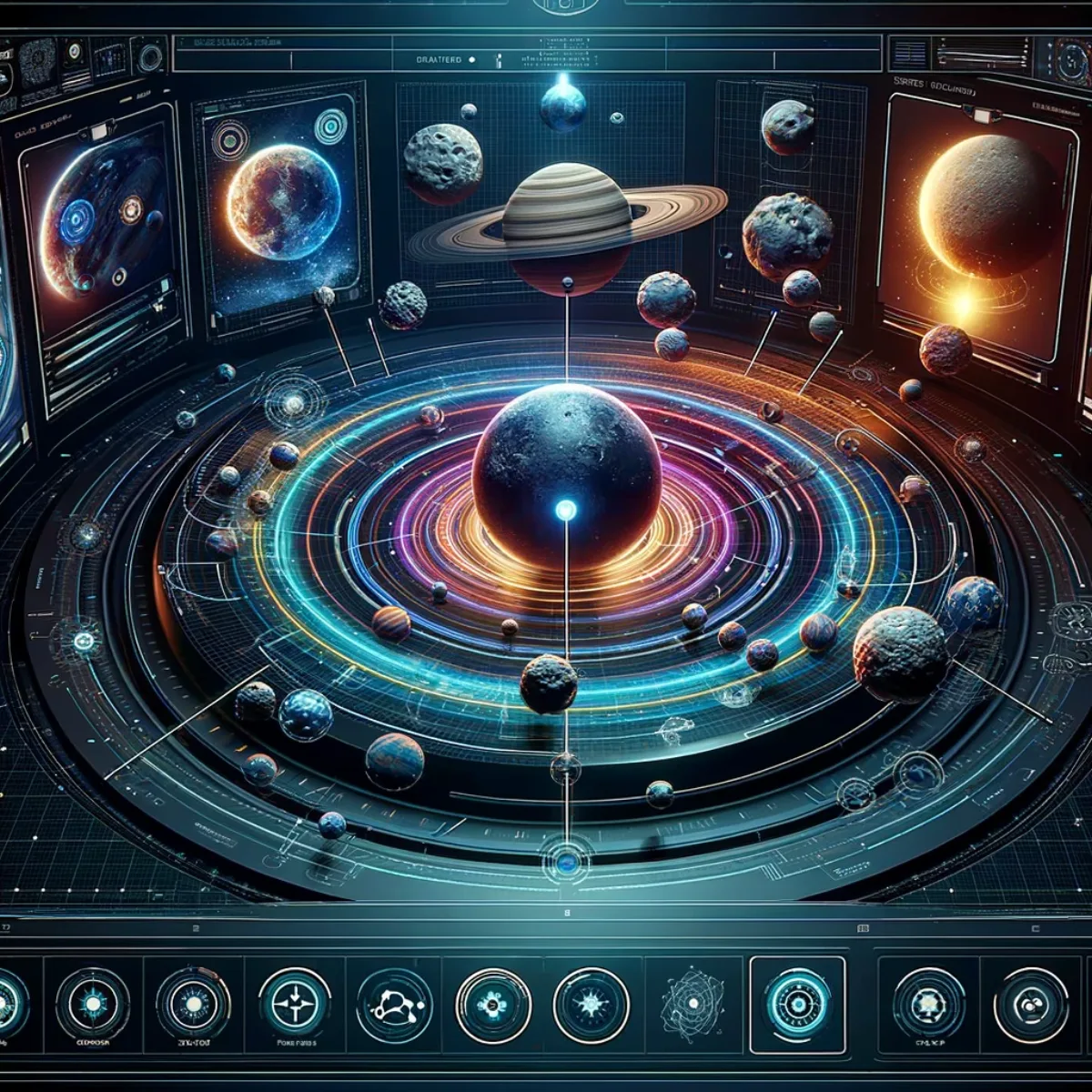 A digital interface dedicated to solar system model exploration.