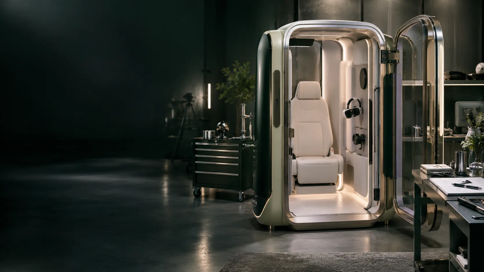 Full-size access mock-up with a clear entry, side-stowed screen and unobstructed assisted-transfer area