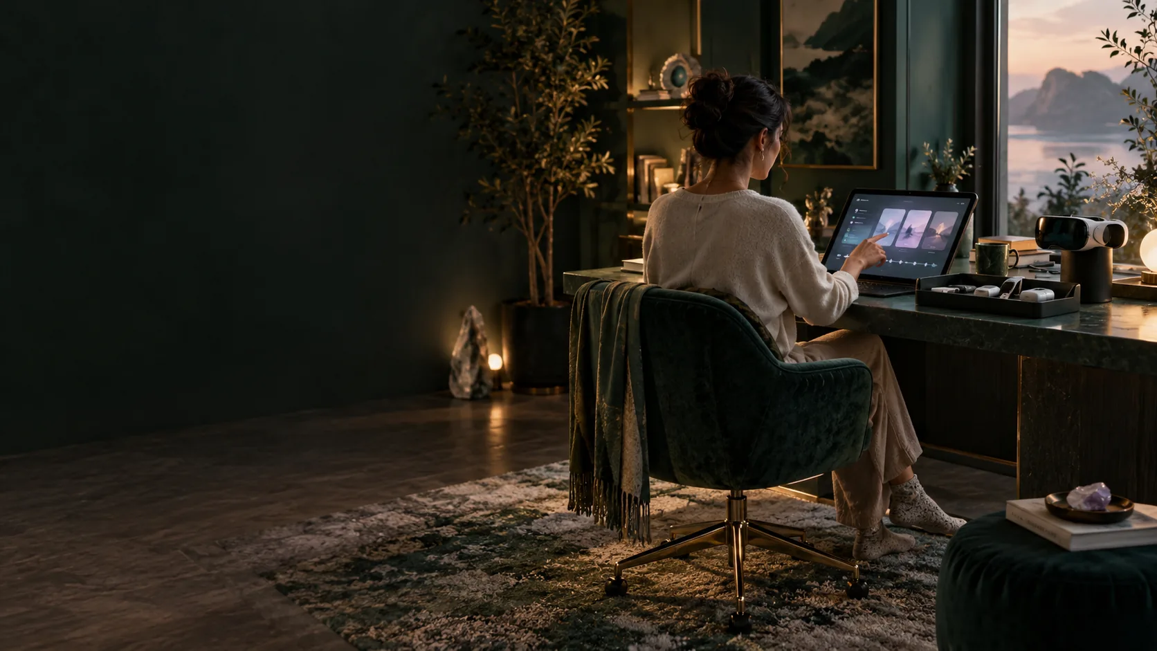 An active personal reflection rehearsal with a touch display, docked XR headset and wearable sensors