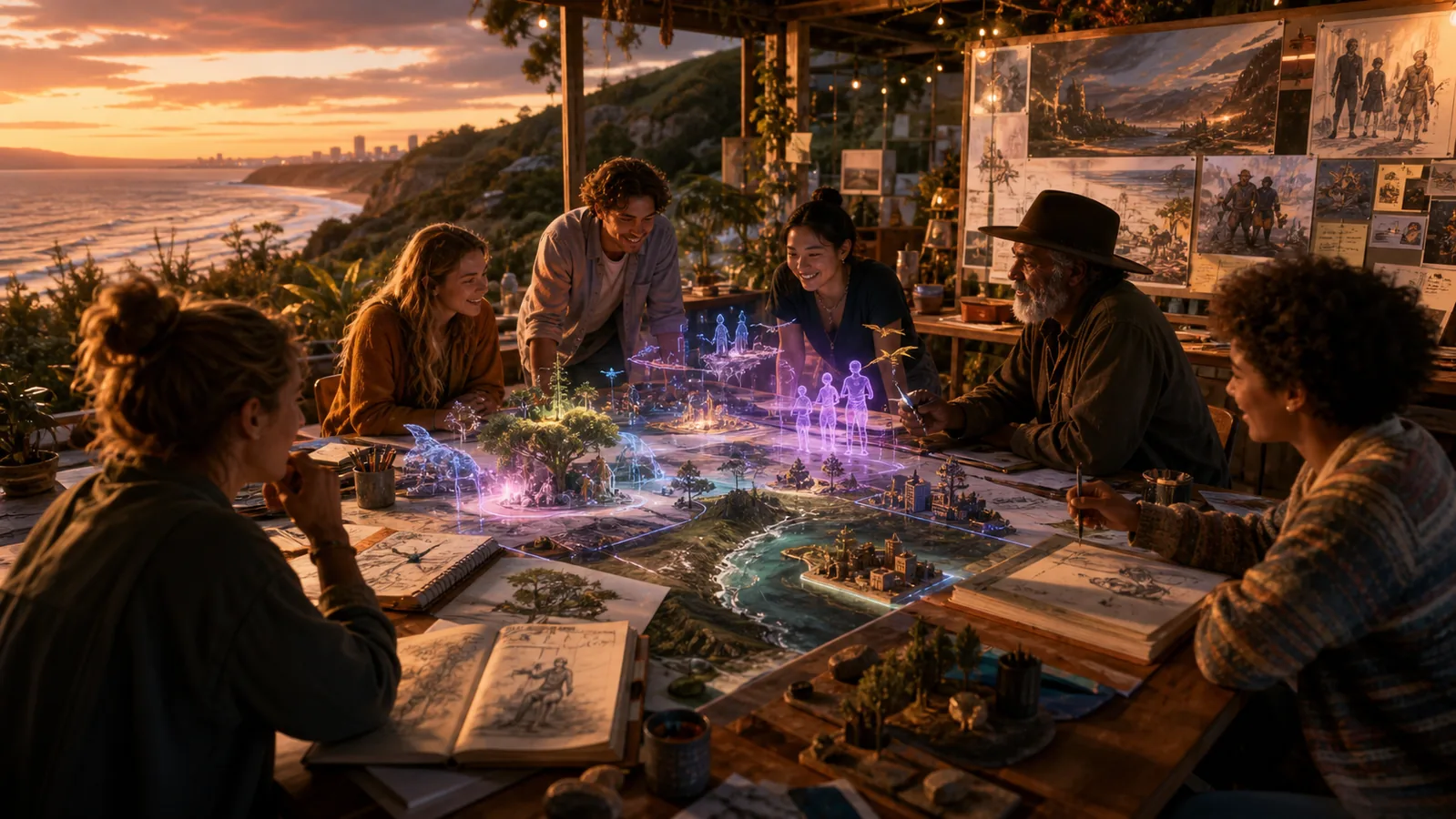 Creators using maps, models and storyboards to bridge reality and fiction worlds