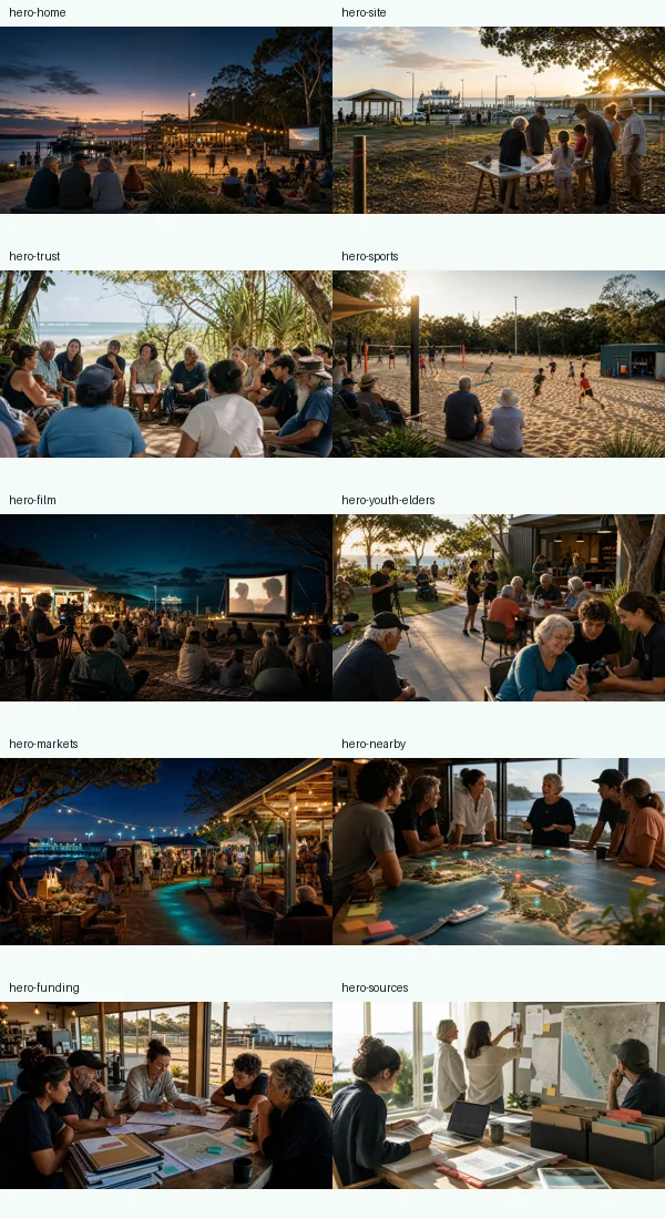 Contact sheet of generated hero images used across the site