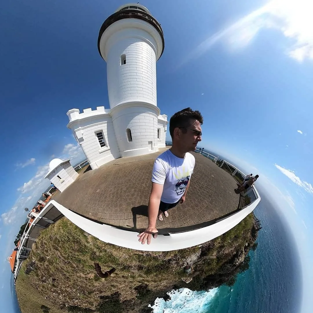 Byron Bay Lighthouse seen as a tiny world