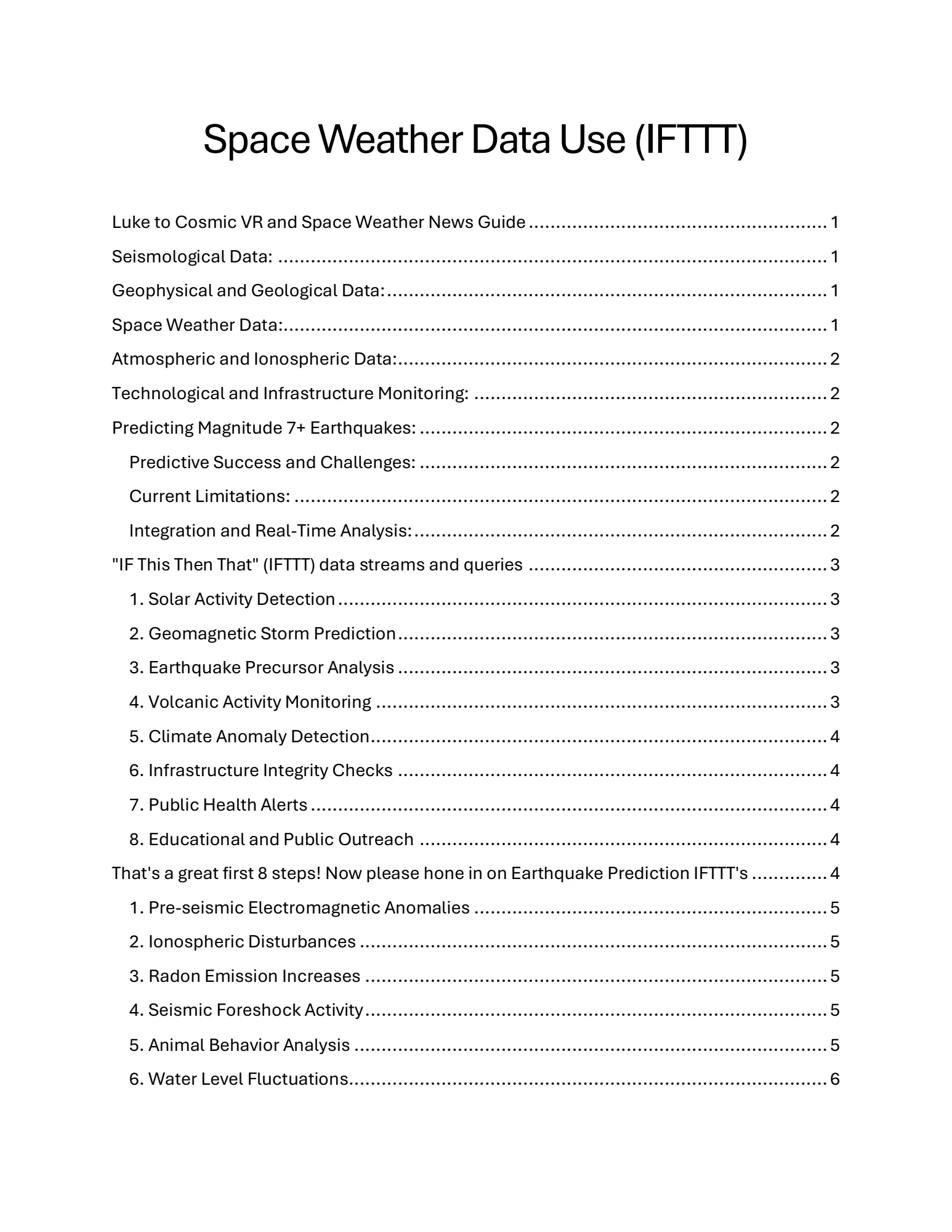 Space Weather Data Use (IFTTT), Page 1