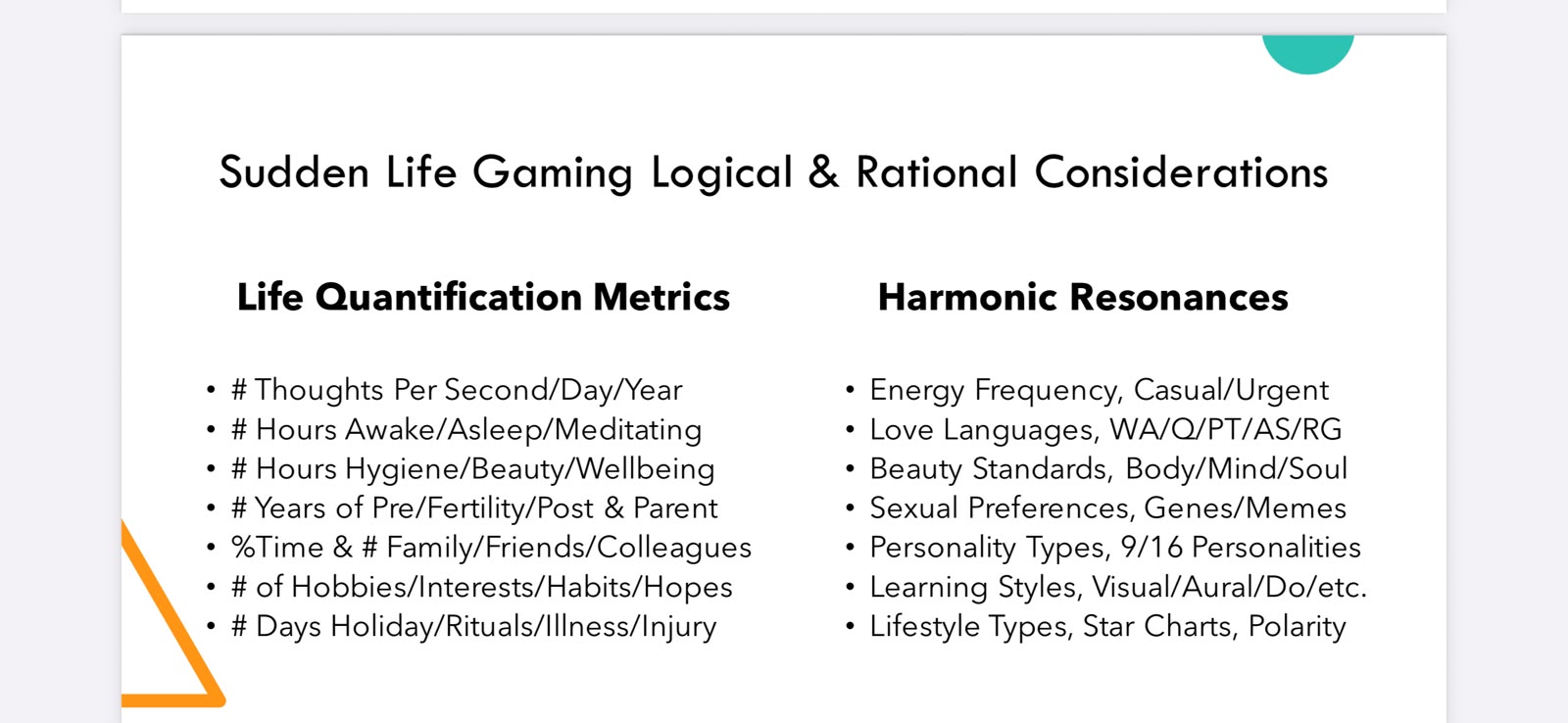 Sudden Life Gaming metrics slide