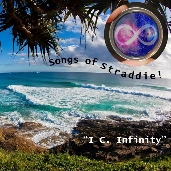 Songs of Straddie cover with sea, pandanus leaves and the i C. infinity ring