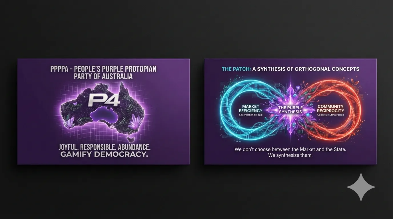 Blue-purple P4A patch synthesis artwork for the Oceania surge