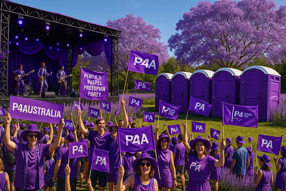 Purple P4A public festival and protest culture artwork