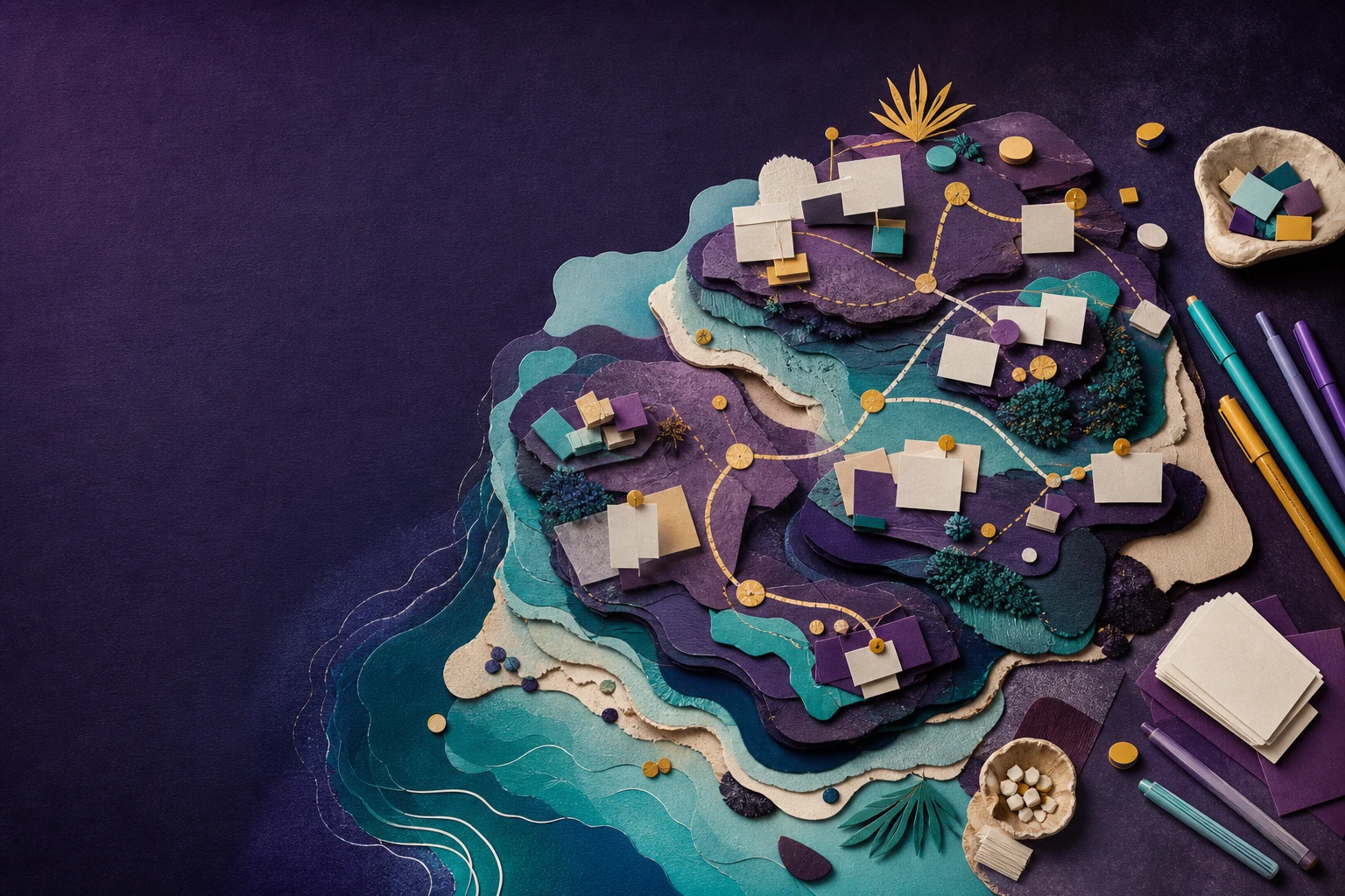 A layered island landscape representing projects gathering support over time